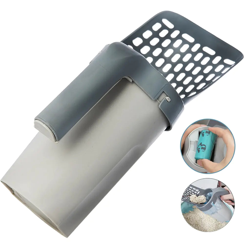 Effortless Clean: Mess-Free Cat Litter Scoop with Spill-Proof Sifter & Waste Bin (Includes 30 Scented Poop Bags) - The Blend Barn