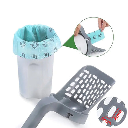 Effortless Clean: Mess-Free Cat Litter Scoop with Spill-Proof Sifter & Waste Bin (Includes 30 Scented Poop Bags) - The Blend Barn